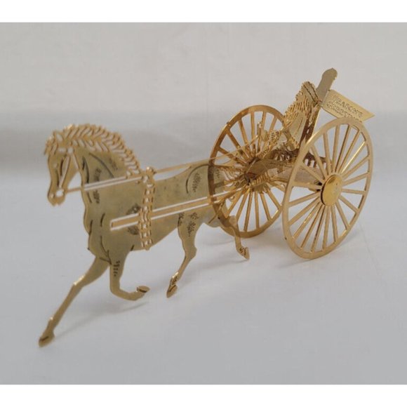 Vintage 1984 Hallmark SANTA SULKY DRIVER Brass Ornament QX436-1 - Picture 9 of 16